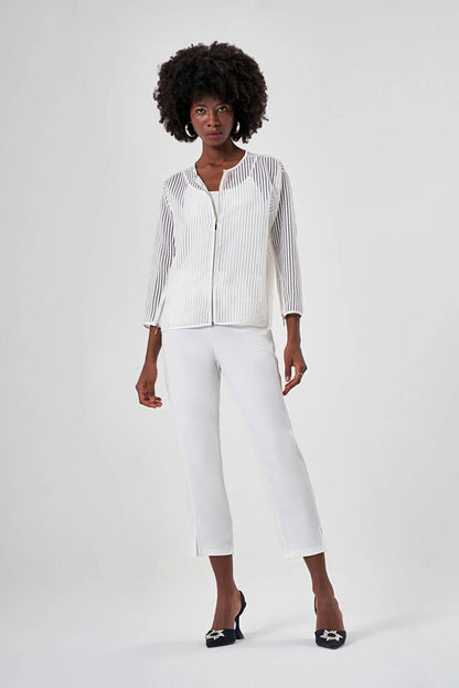 Mesh Textured White Jacket