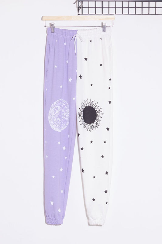 Girl Lilac Star Patterned Sweatpants Age 9-16 2068-3