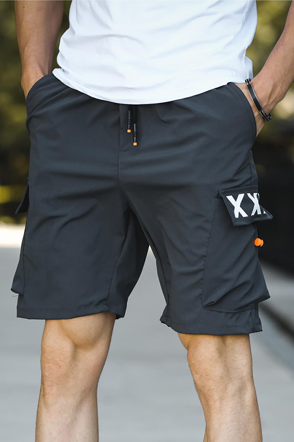 Matte Printed Court Parachute Fabric Cargo Pocket Men's Shorts