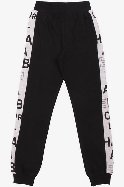 Boy's Tracksuit Set Black with Printed Kangaroo Pocket (Age 8-10)