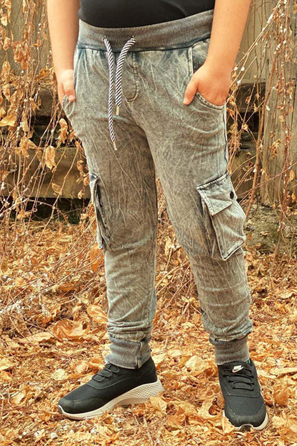 Boys' Jean Look Sweatpants with Cargo Pocket