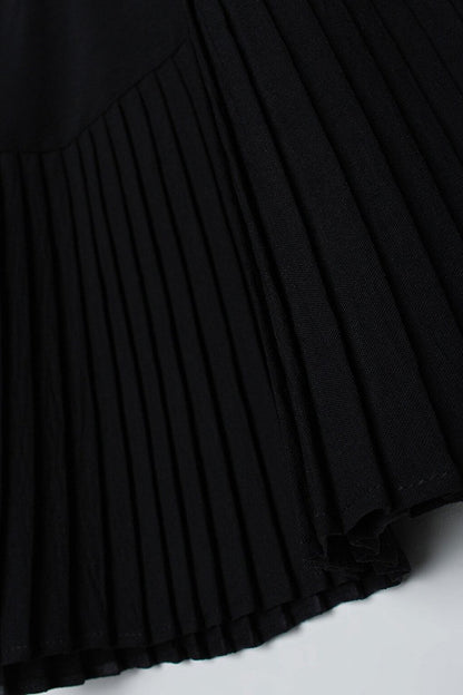 BLACK01 Pleated Short Shirt Skirt