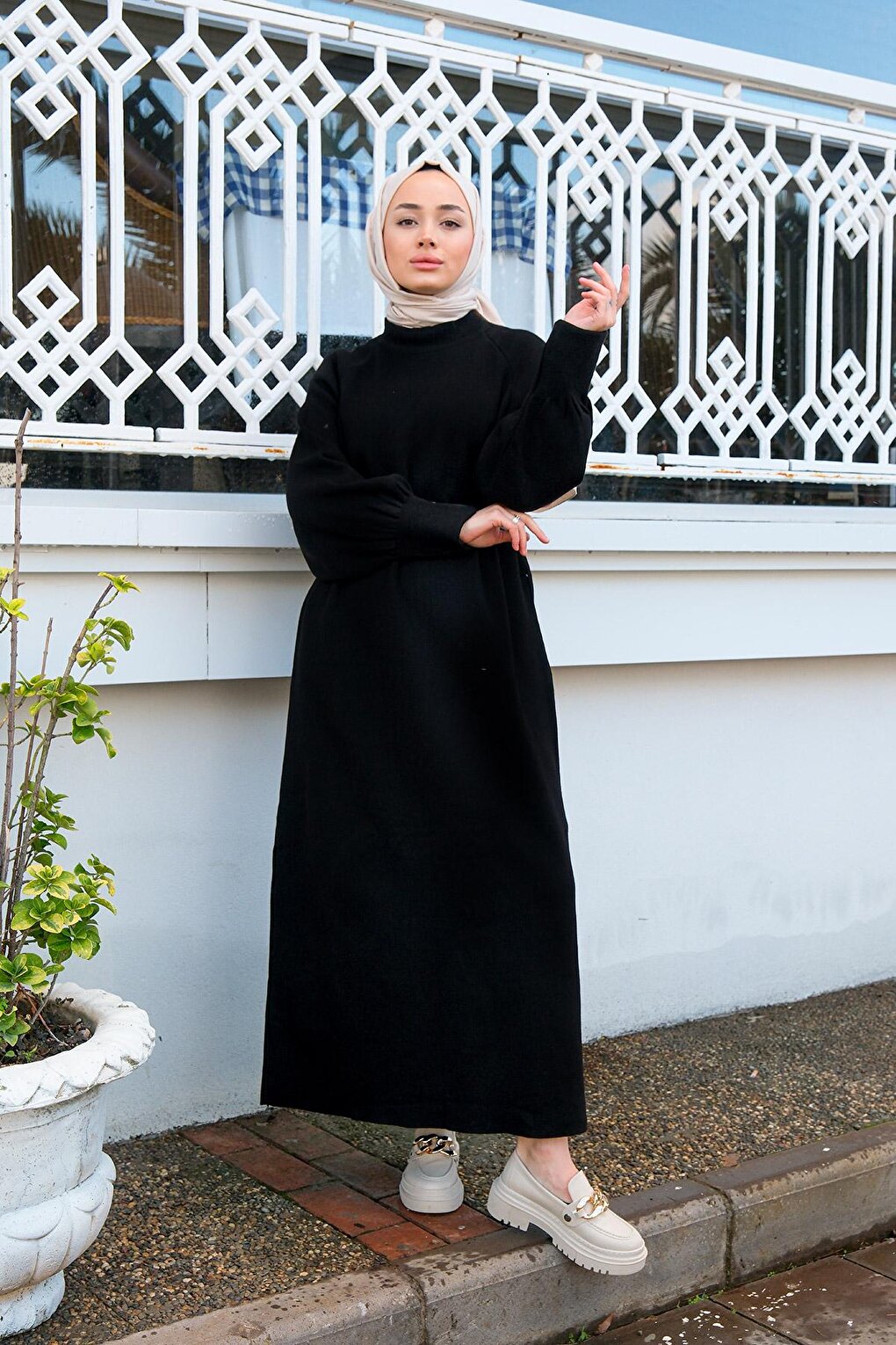 Turtleneck Knitwear Dress Black