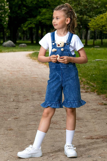 Girl's Shorts and Teddy Bear Jean Salopet