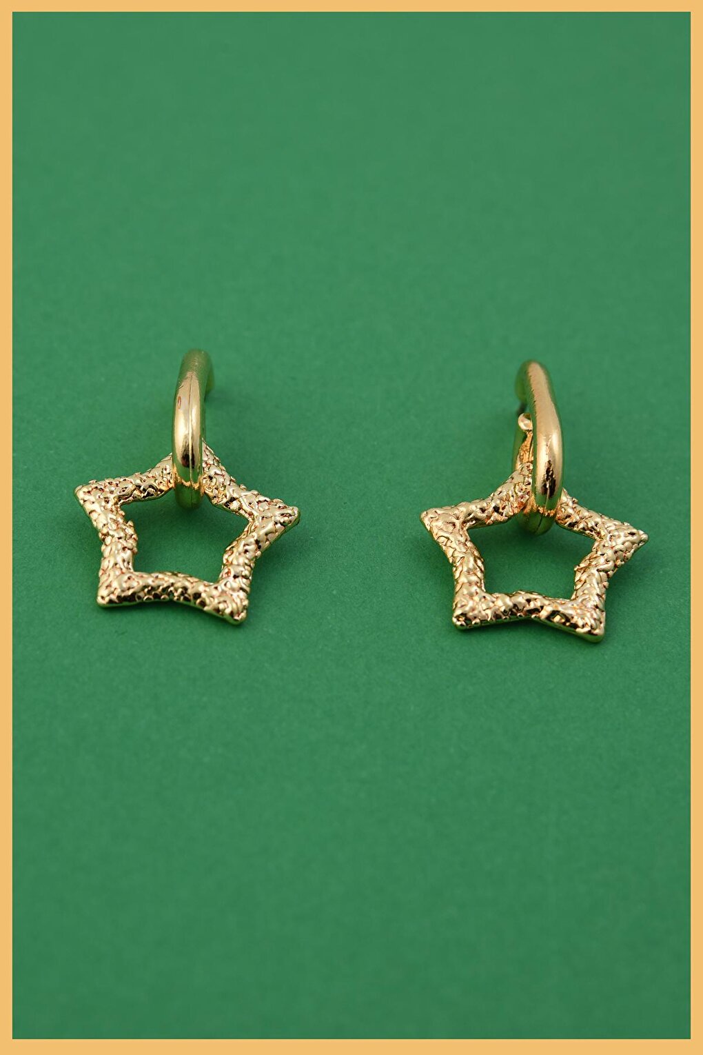 Gold Plated Patterned Dangle Star Earring Set