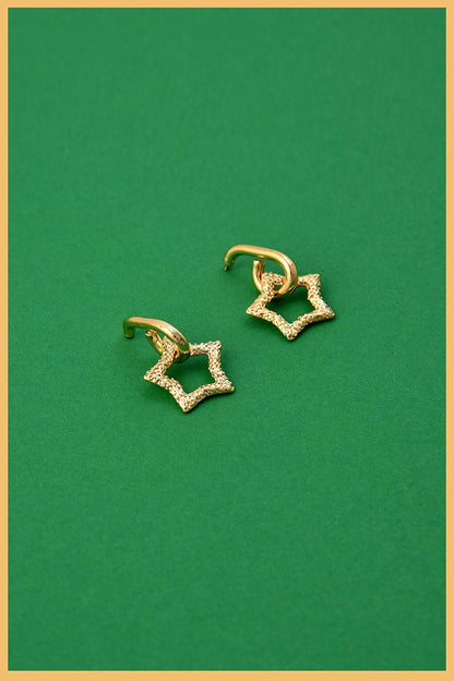 Gold Plated Patterned Dangle Star Earring Set