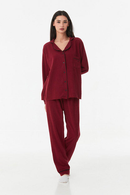 Ribbed Button Pajama Set