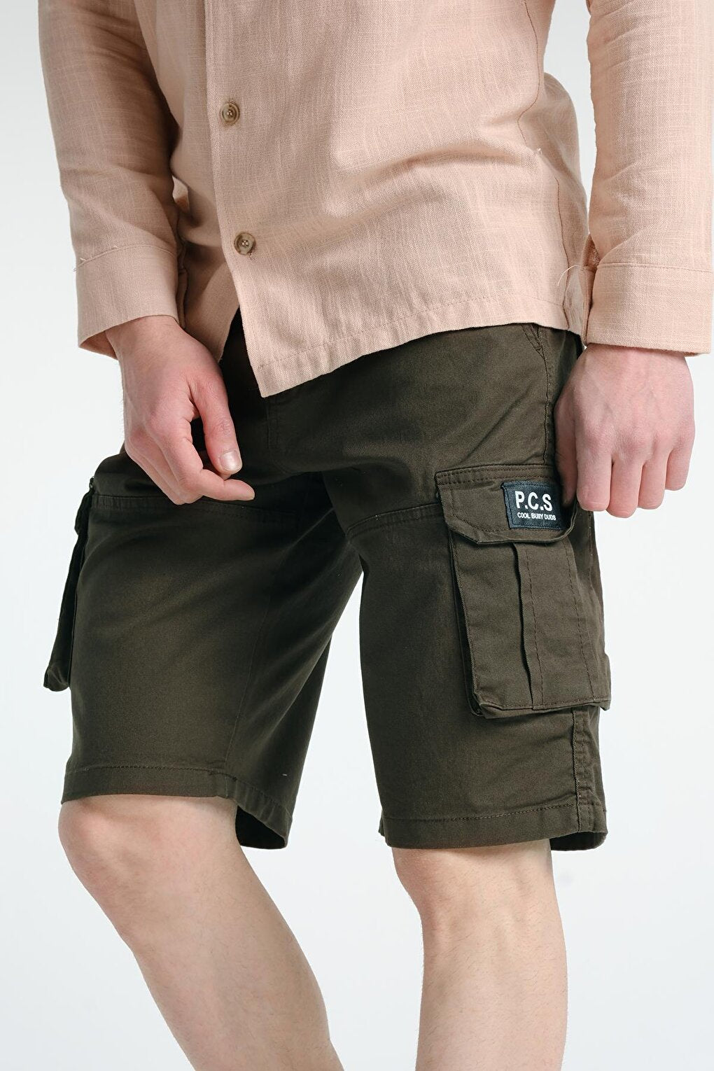 Cotton Linen Comfort Men's Cargo Pocket Bermuda Capri