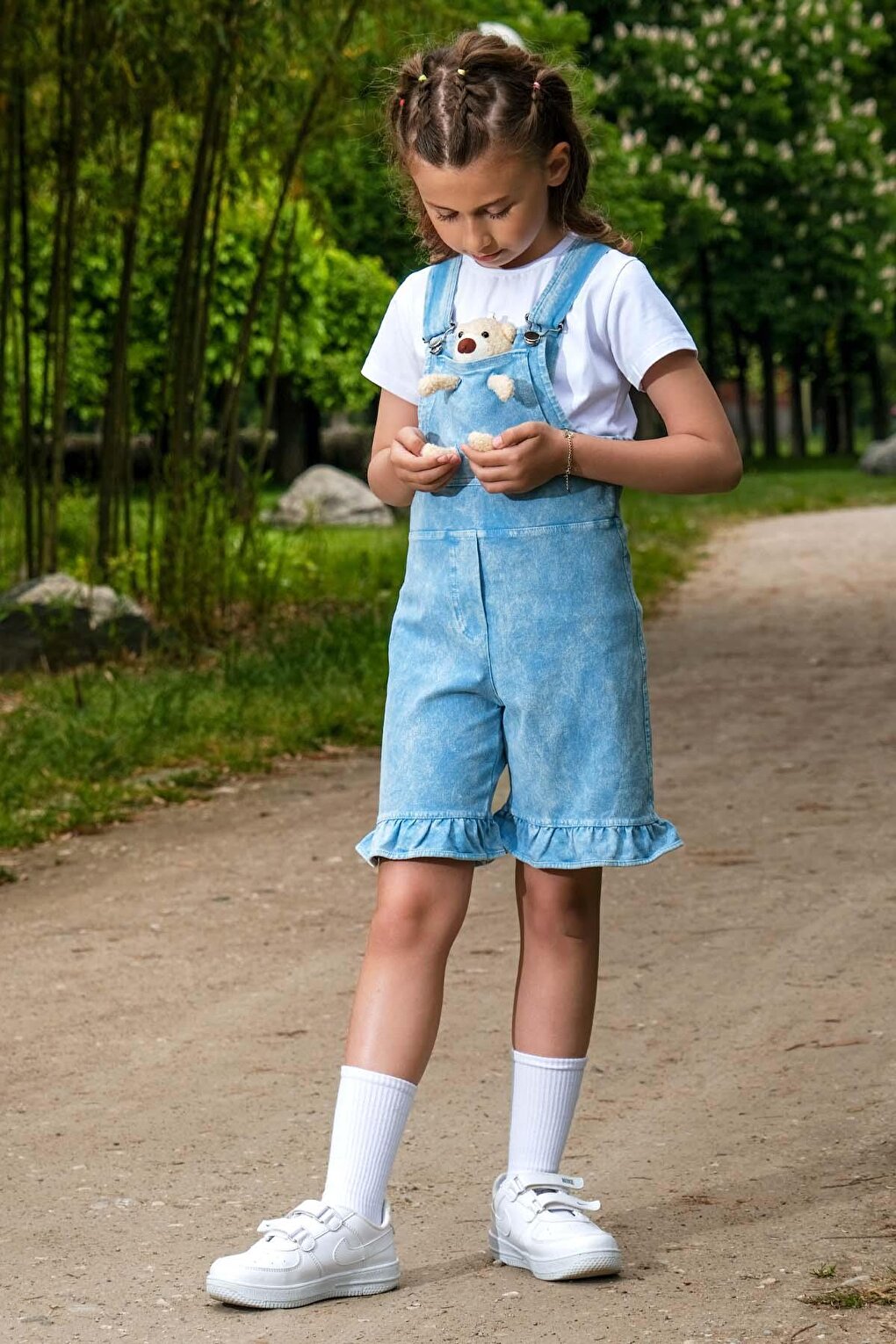 Girl's Shorts and Teddy Bear Jean Salopet