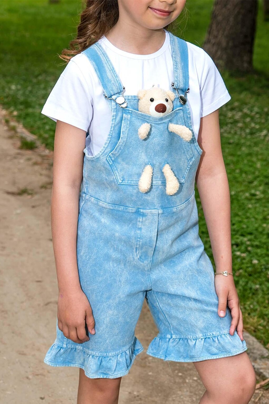 Girl's Shorts and Teddy Bear Jean Salopet