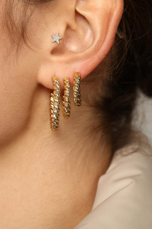 Women's Gold 3-Piece Stud Earring Set