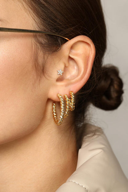 Women's Gold 3-Piece Stud Earring Set