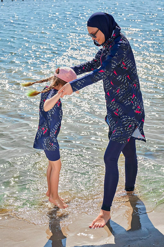 Navy Blue Children's Swimsuit with Tights K2337