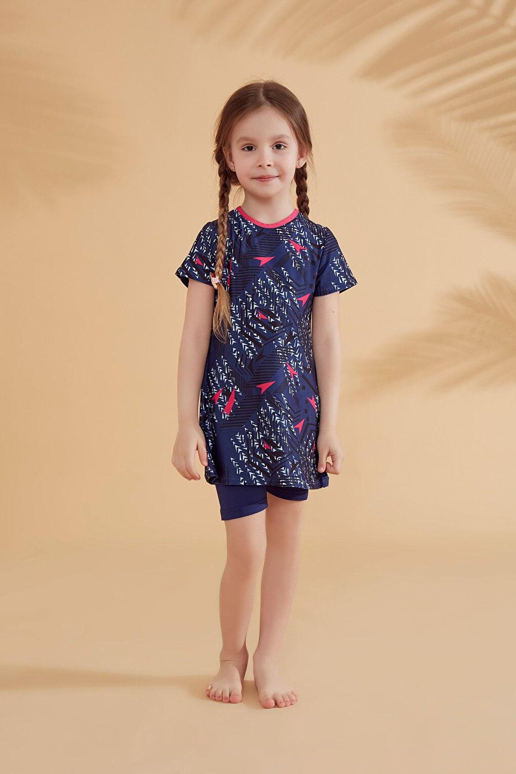 Navy Blue Children's Swimsuit with Tights K2337