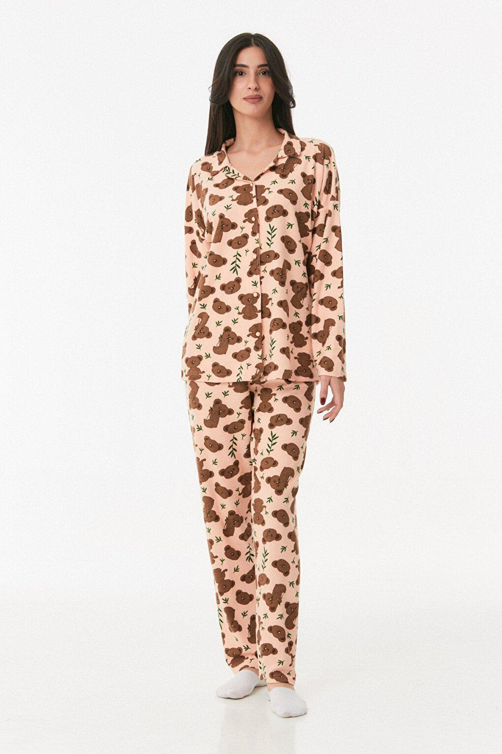 Printed Shirt Collar Pajama Set