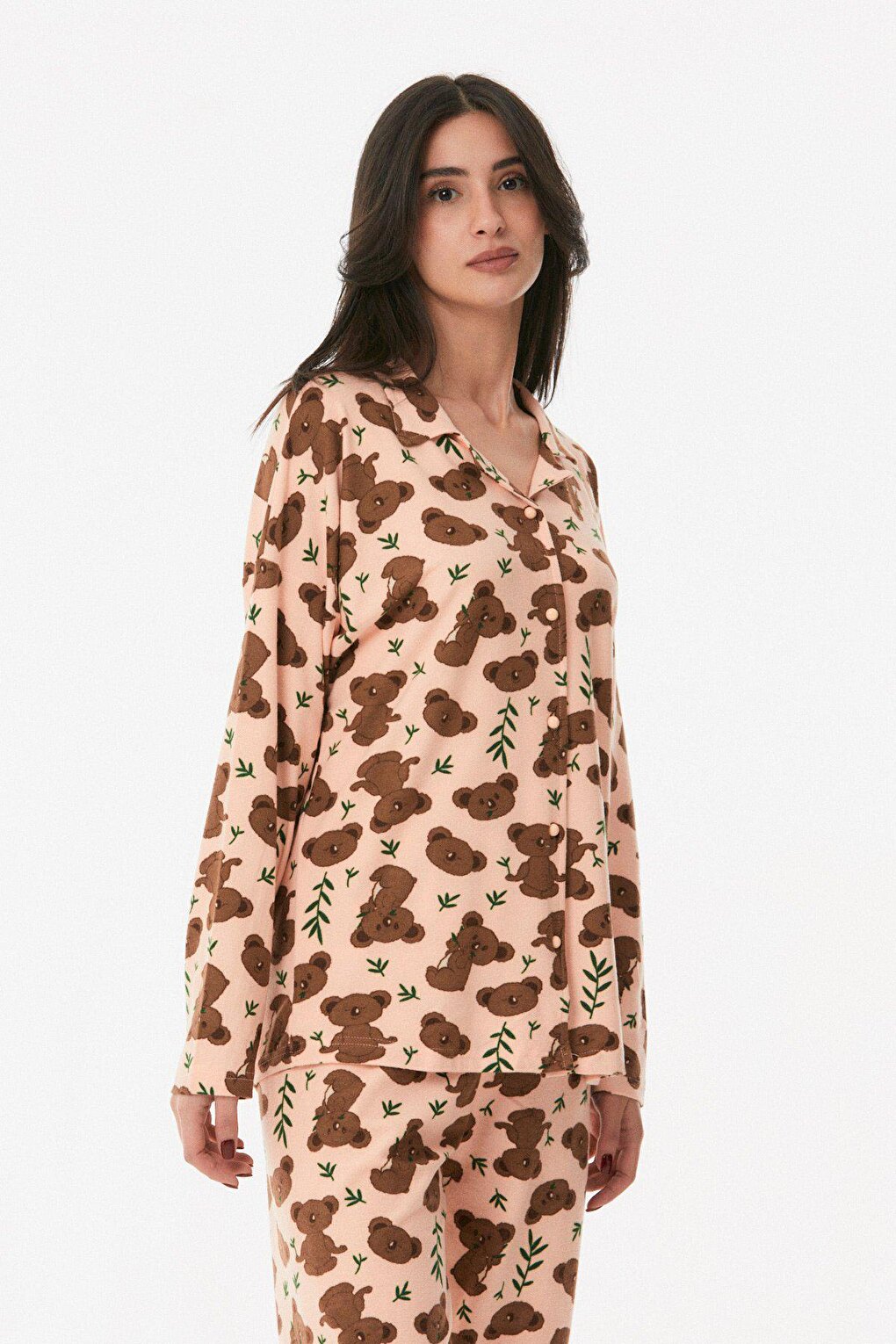 Printed Shirt Collar Pajama Set