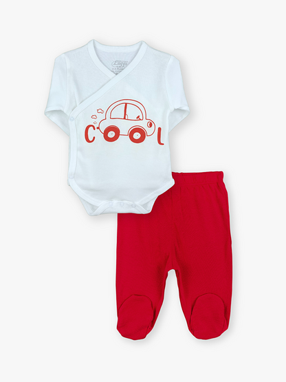 Envelope Collar Long Sleeve Printed Baby Boy 2-Piece Set