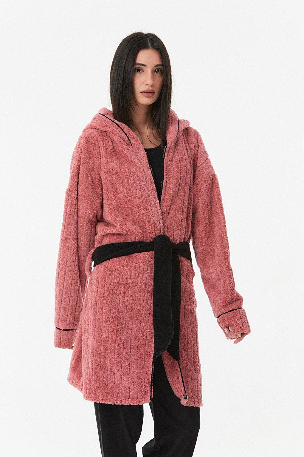 Embroidered Fleece Dressing Gown