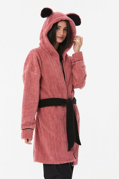 Embroidered Fleece Dressing Gown