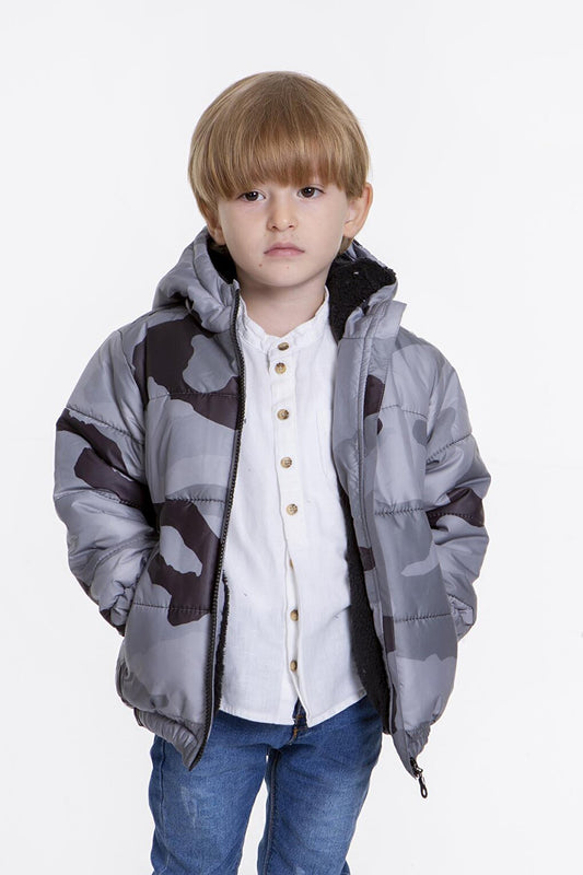 Kids Boy's Welsoft Inside Camouflage Patterned Hat Coat AK2510