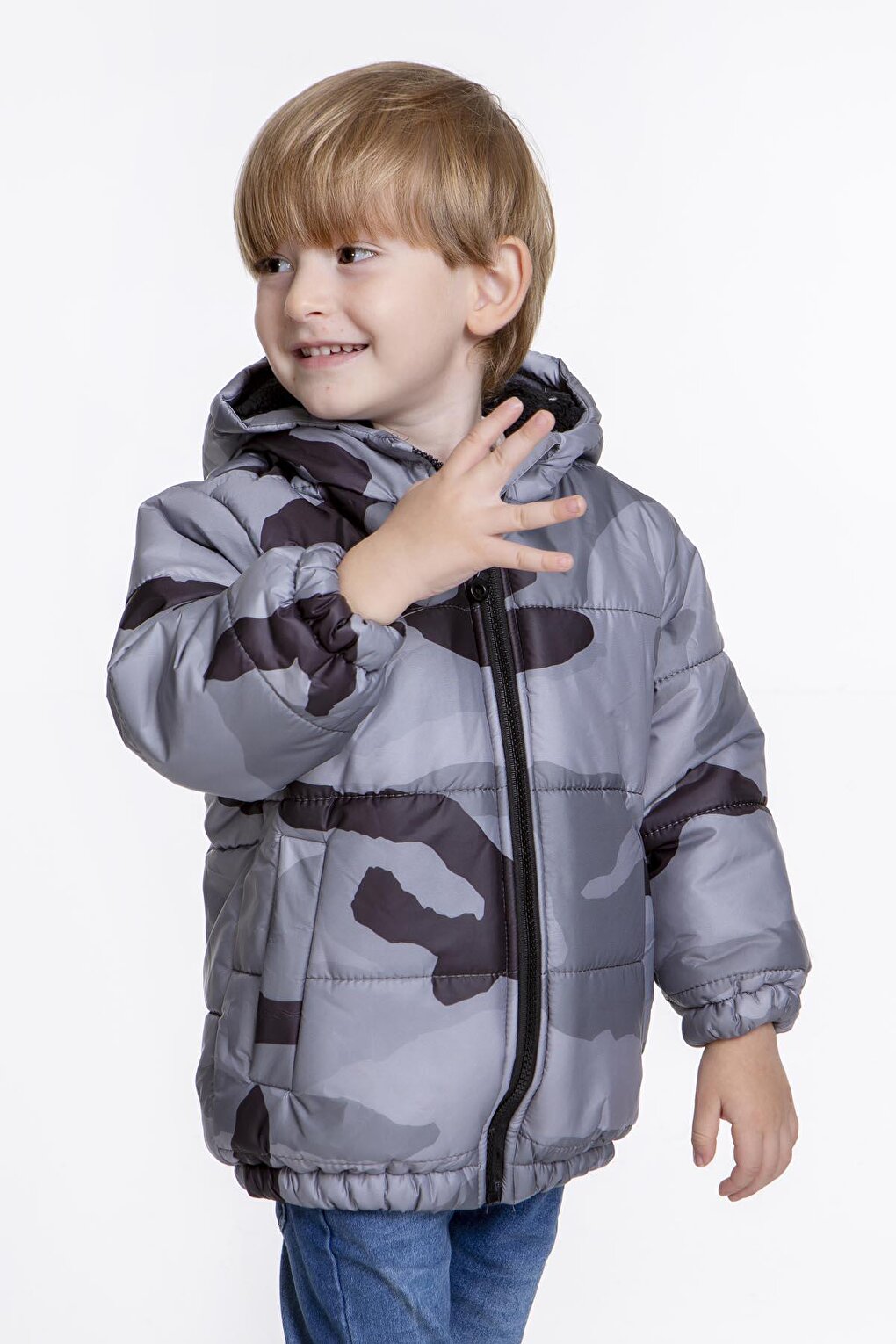 Kids Boy's Welsoft Inside Camouflage Patterned Hat Coat AK2510