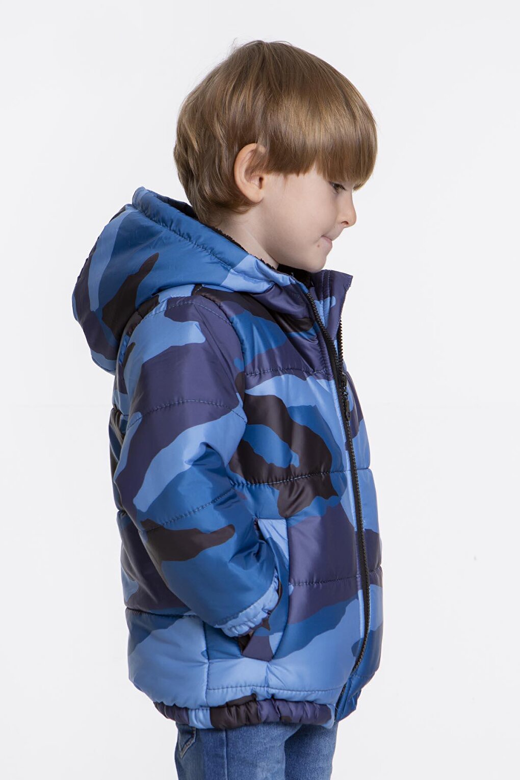 Kids Boy's Welsoft Inside Camouflage Patterned Hat Coat AK2510