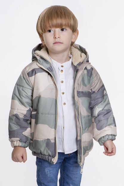 Kids Boy's Welsoft Inside Camouflage Patterned Hat Coat AK2510