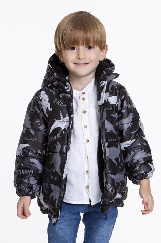 Kids Boy's Coat with Welsoft Inside Dinosaur Patterned Hat AK2509