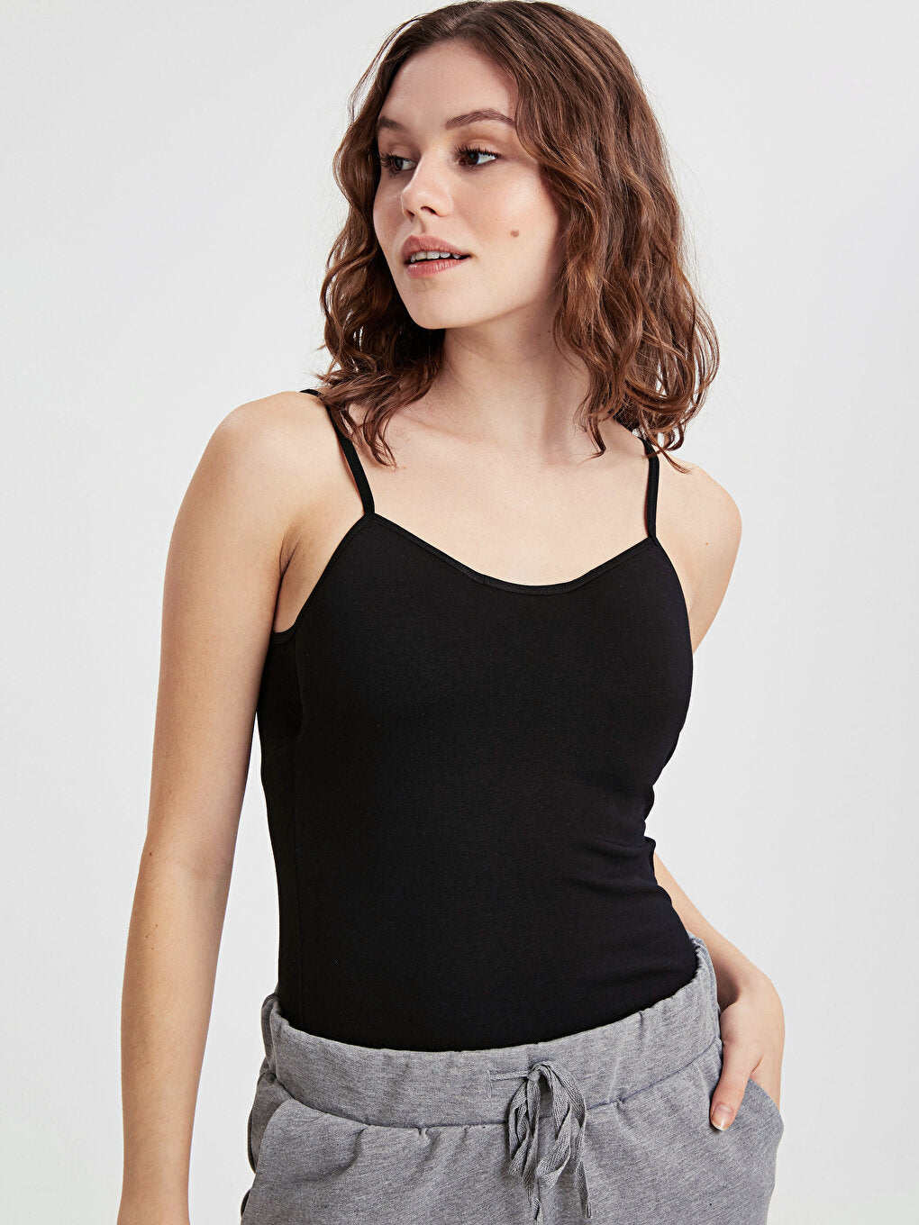 Women's Cotton Tank Top with Cups and Straps