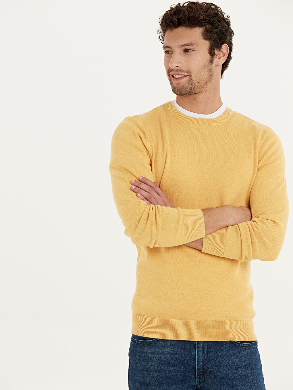 Crew Neck Long Sleeve Men's Knitwear Sweater