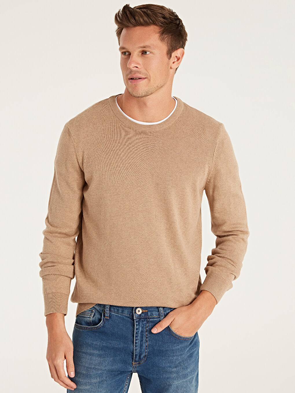 Crew Neck Long Sleeve Men's Knitwear Sweater