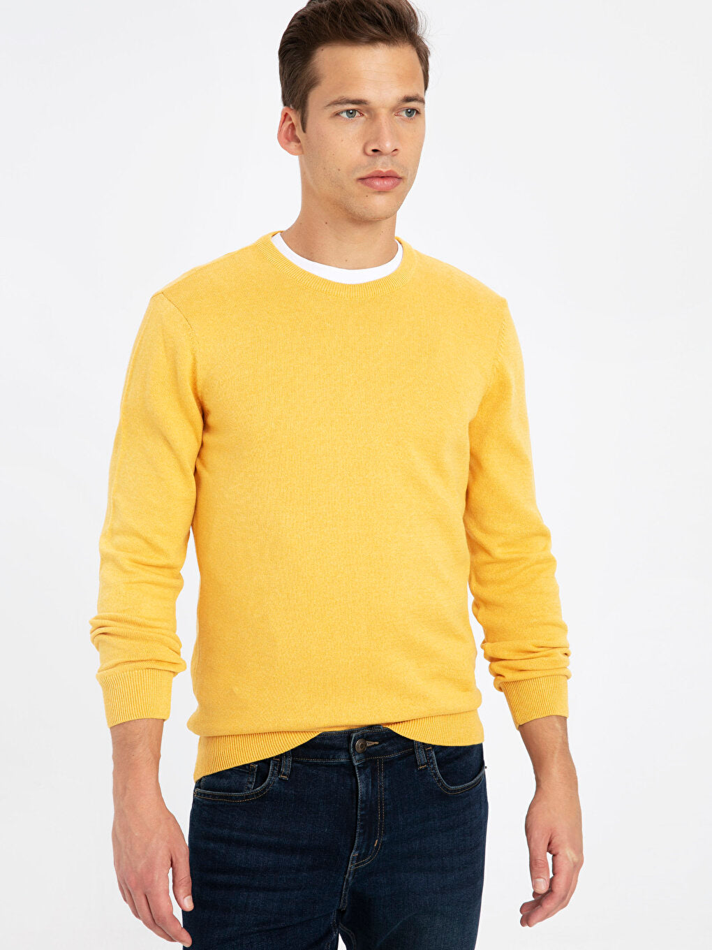 Crew Neck Long Sleeve Men's Knitwear Sweater