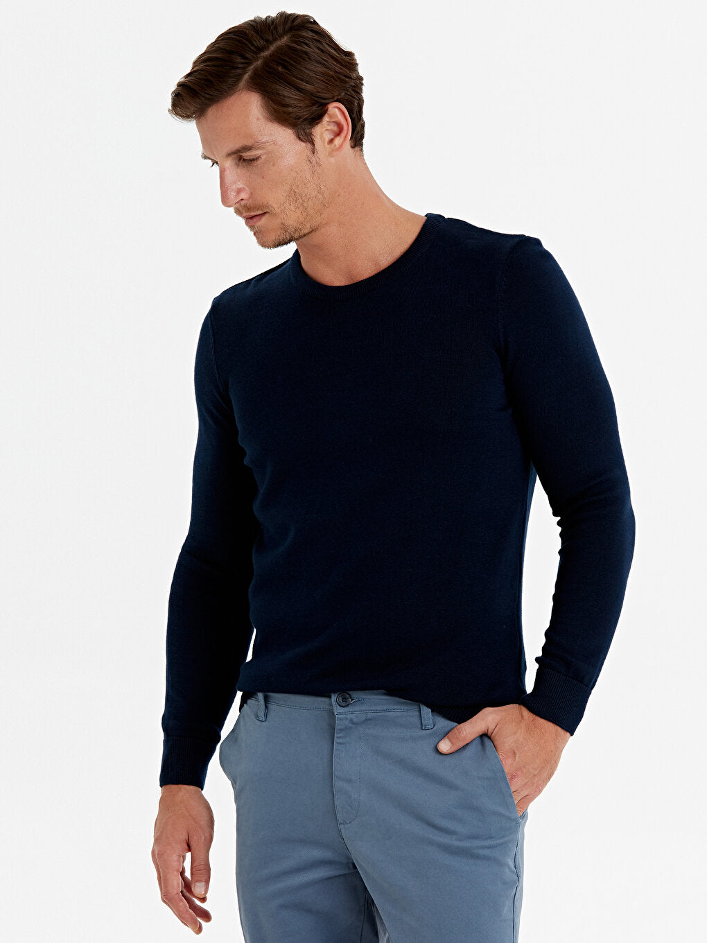 Crew Neck Long Sleeve Men's Knitwear Sweater