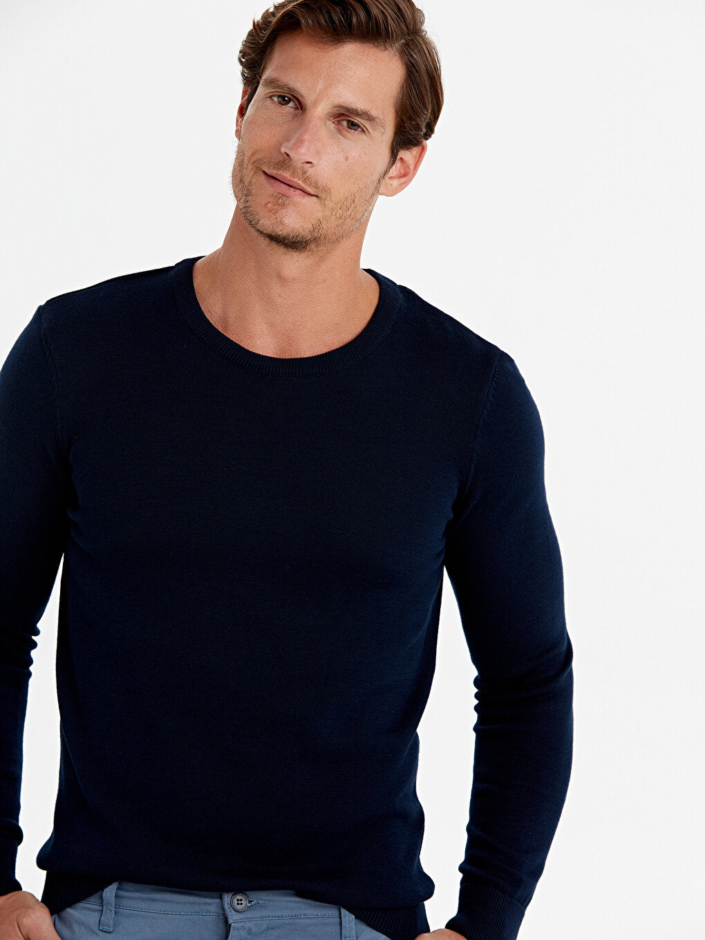 Crew Neck Long Sleeve Men's Knitwear Sweater