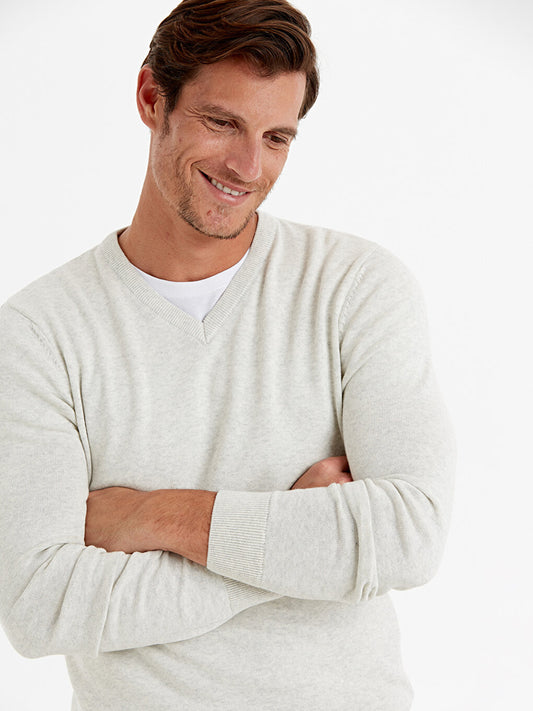 V-Neck Long Sleeve Men's Knitwear Sweater