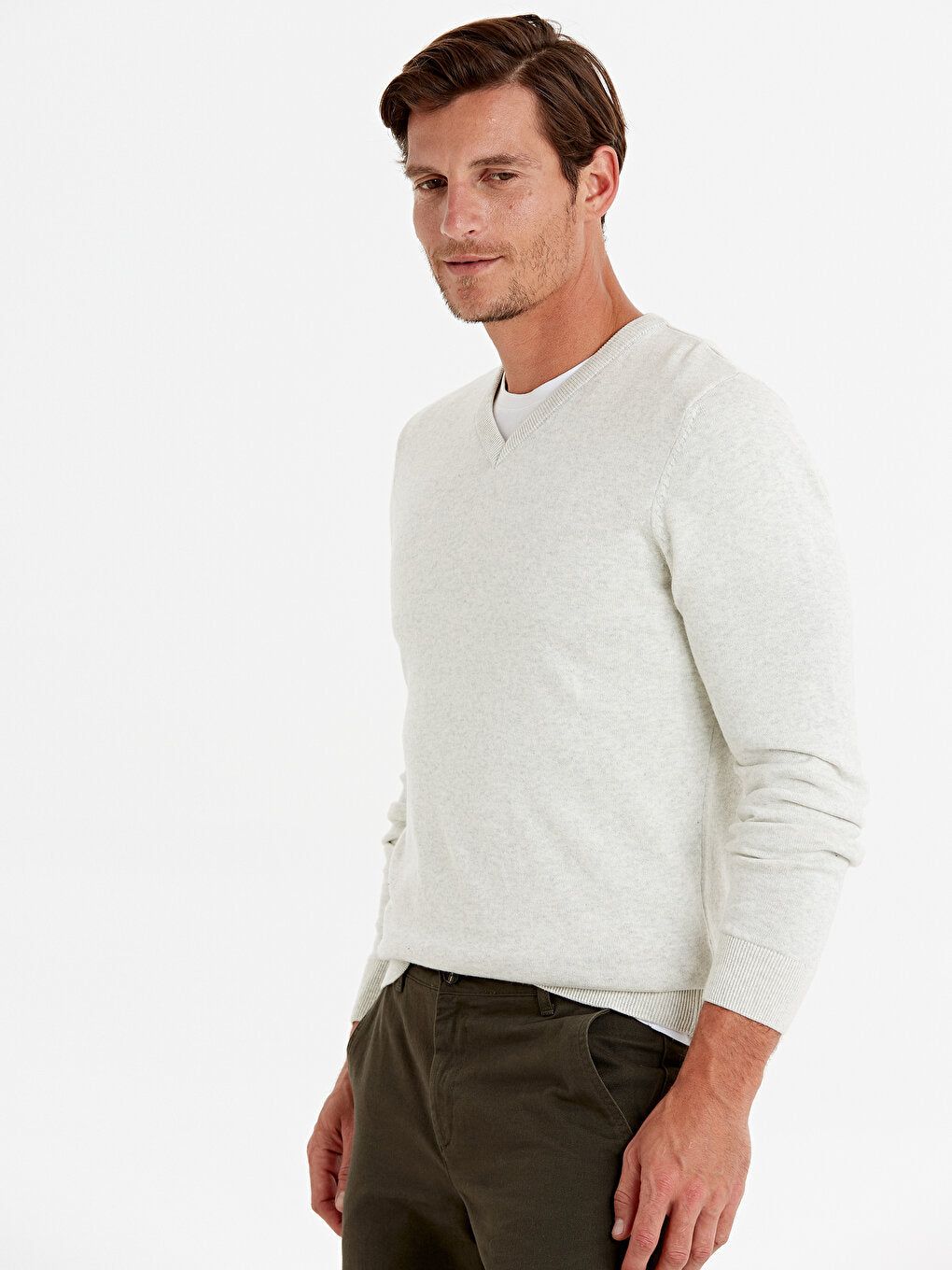 V-Neck Long Sleeve Men's Knitwear Sweater