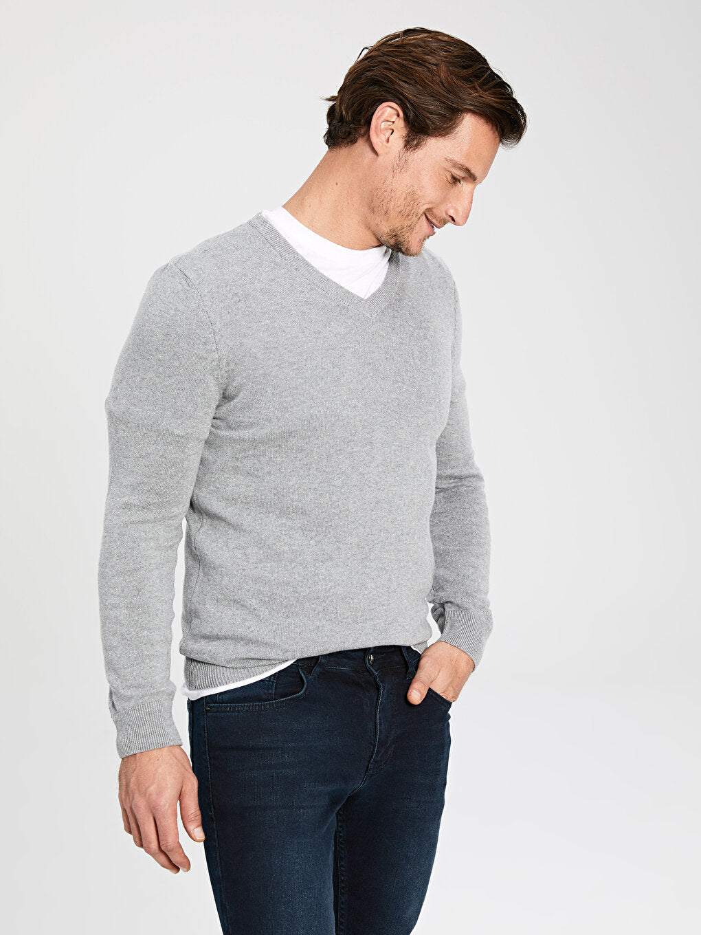 V-Neck Long Sleeve Men's Knitwear Sweater