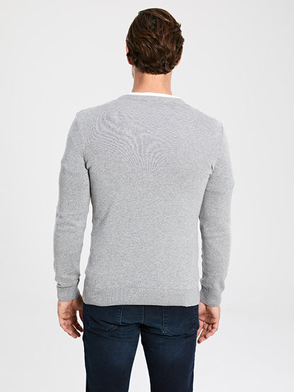 V-Neck Long Sleeve Men's Knitwear Sweater