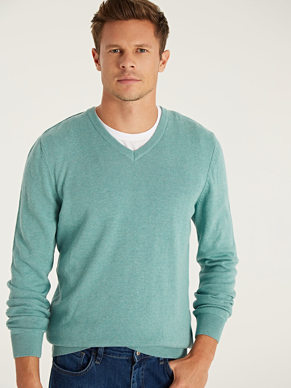 V-Neck Long Sleeve Men's Knitwear Sweater