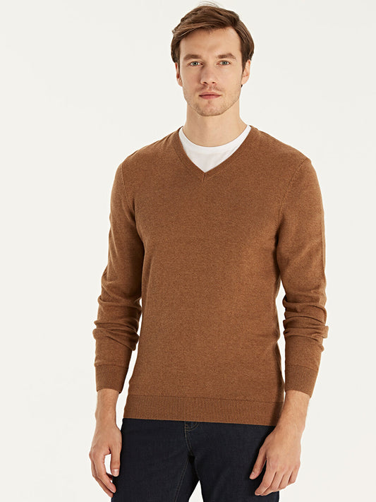 V-Neck Long Sleeve Men's Knitwear Sweater