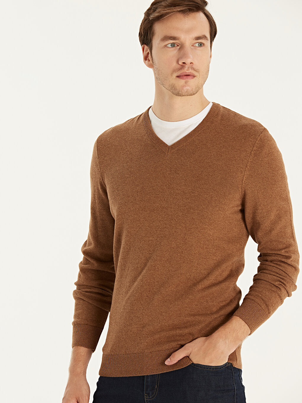 V-Neck Long Sleeve Men's Knitwear Sweater