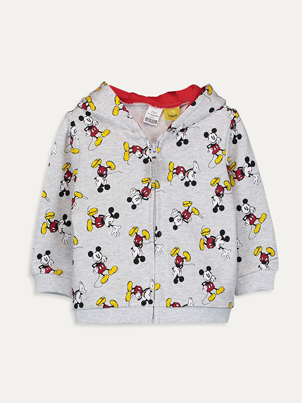 Hooded Long Sleeve Mickey Mouse Printed Baby Boy Zipper Sweatshirt