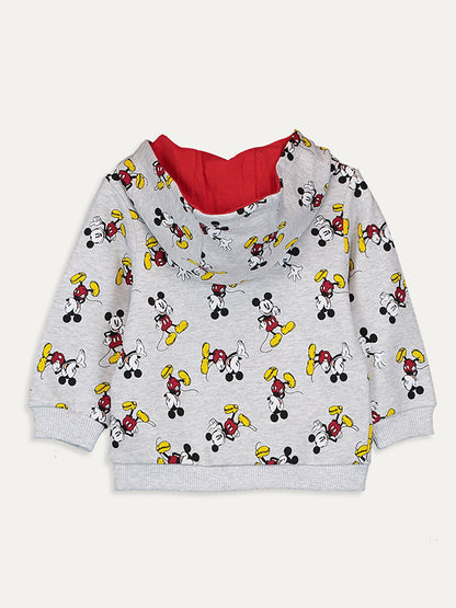 Hooded Long Sleeve Mickey Mouse Printed Baby Boy Zipper Sweatshirt