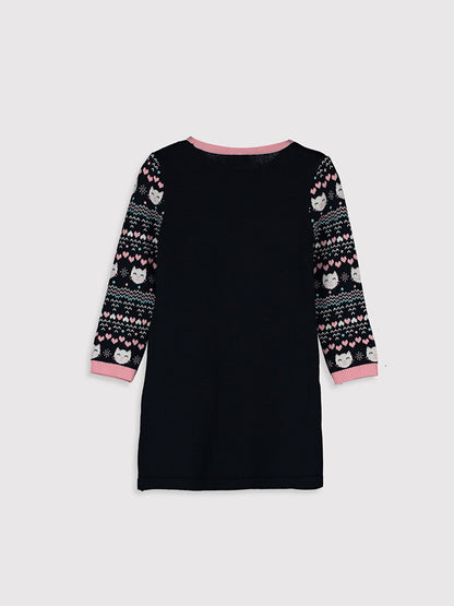 Crew Neck Girl's Dress