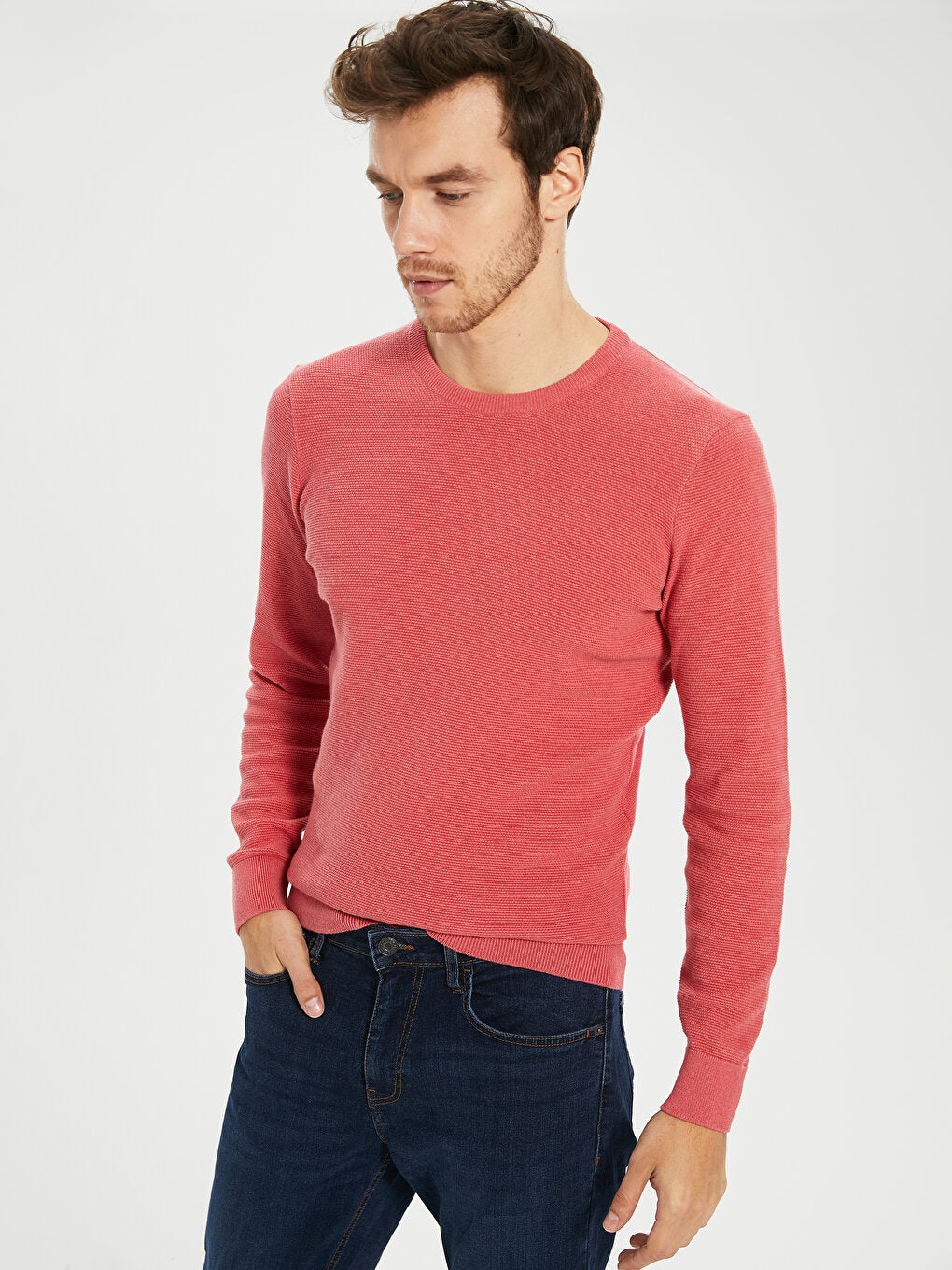 Crew Neck Long Sleeve Men's Knitwear Sweater