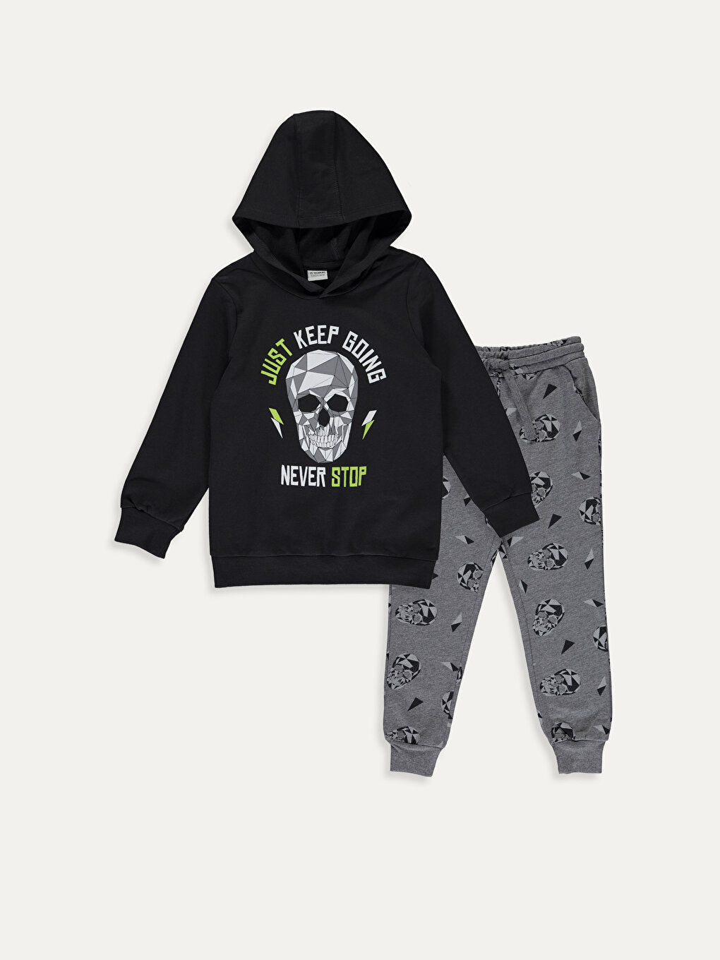 Hooded Printed Long Sleeve Boys' Sweatshirt and Sweatpants