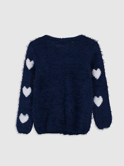 Crew Neck Girl's Cardigan