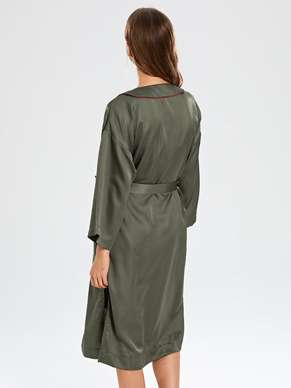 V-Neck Short Sleeve Satin Women's Dressing Gown