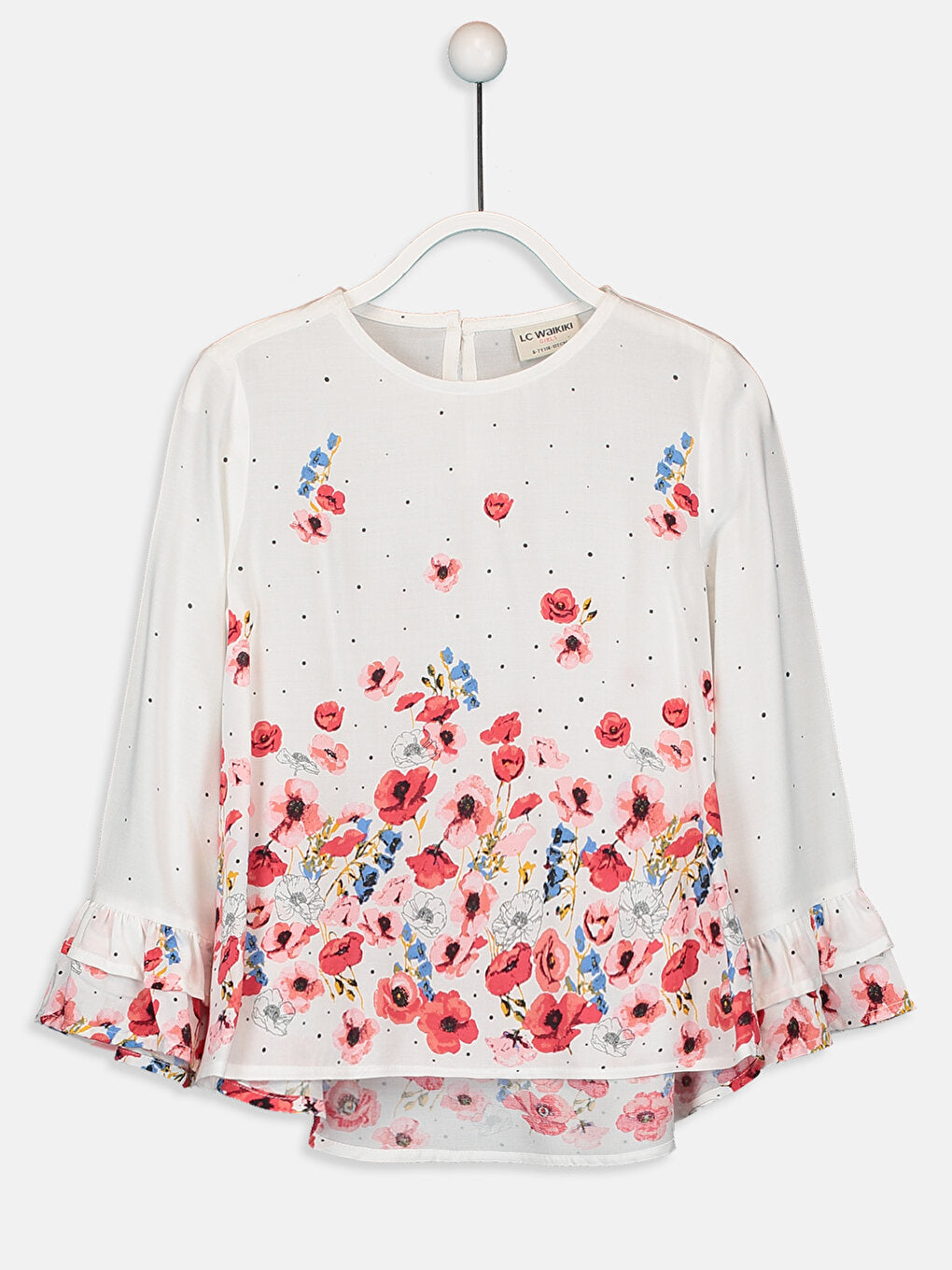 Crew Neck Long Sleeve Girl's Blouse