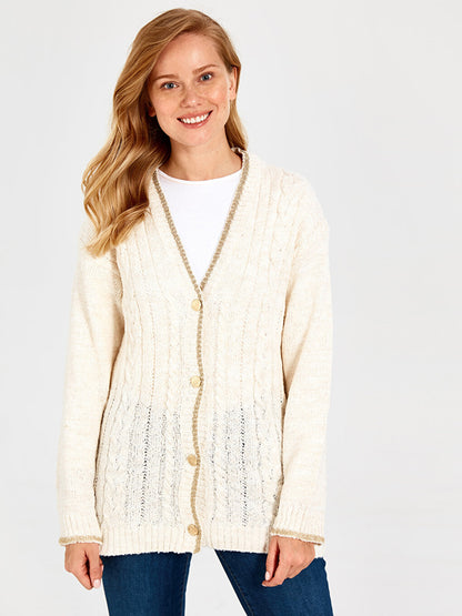 V-Neck Long Sleeve Women's Cardigan